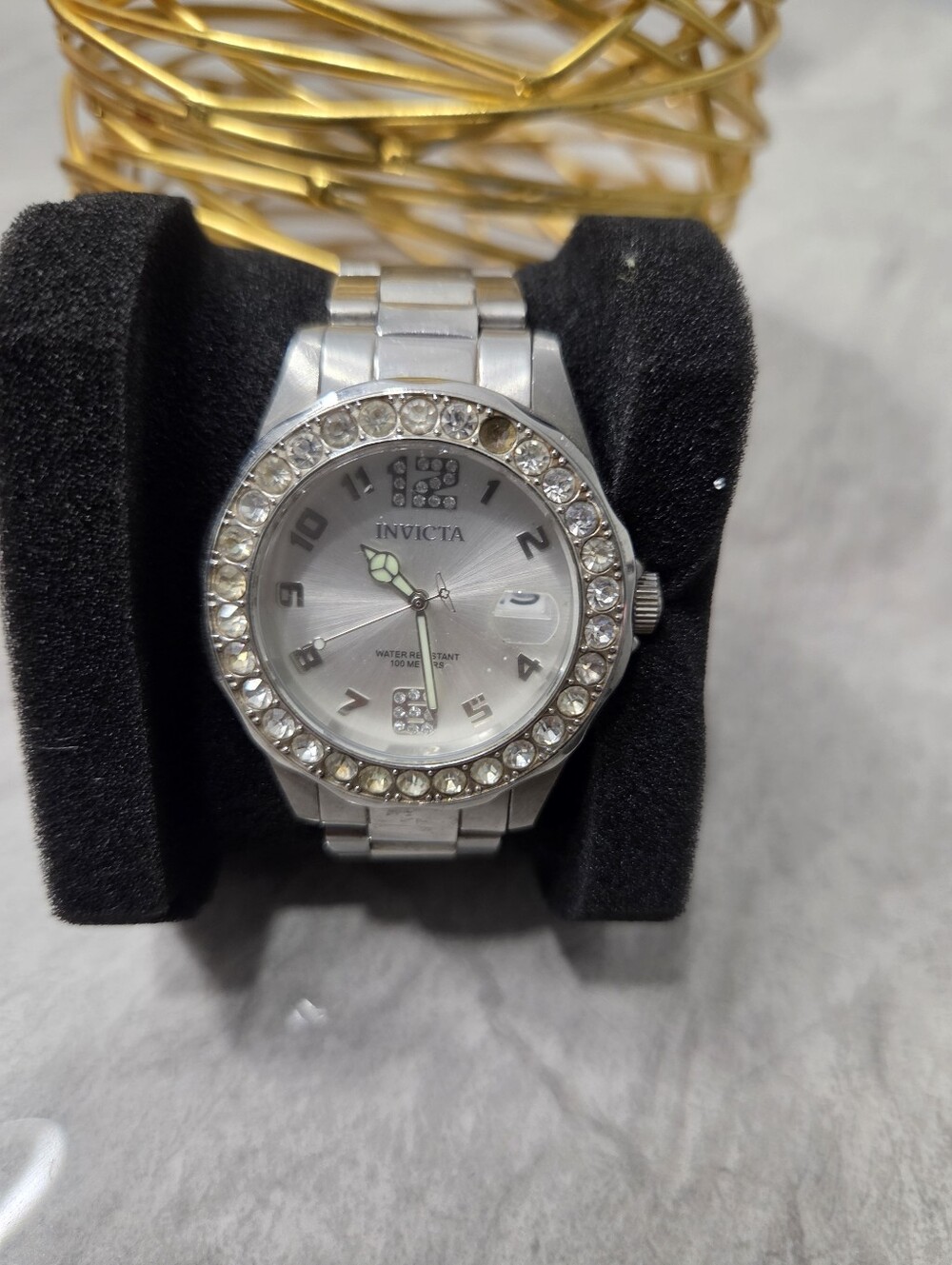 Invicta Silver Crystal Bezel Stainless Steel Women's Watch